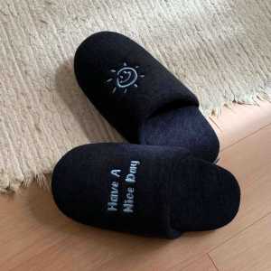XIXITIAO Indoor Cotton Slippers Autumn Winter Embroidered Silent Cotton Slippers for Men and Women Home Use Soft Sole Comfortable Floor Shoes Couples ins Tide