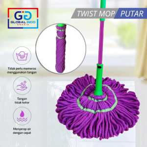 Alat Pel Lantai Putar Otomatis Magic Twist Mop Putar Otomatis Peras Pembersih Lantai Microfiber