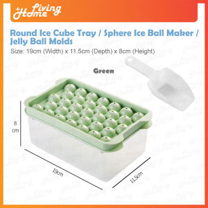 Round Ice Cube Tray / Sphere Ice Ball Maker / Jelly Ball Molds With Storage Plastic Container (Acuan Ais Batu Dan Jelly Ball)
