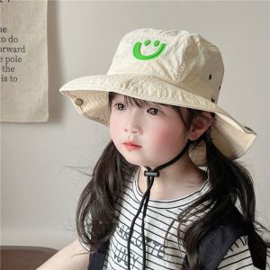 HUIHEYU สไตล์เกาหลีแบบ หมวกกันแดดเด็ก ป้องกันรังสียูวี ฤดูร้อนฤดูร้อนฤดูร้อน หมวกบักเก็ตเด็กชายเด็กหญิง อินส์ กิจกรรมกลางแจ้งกลางแจ้ง หมวกชาวประมงเด็ก การเดินทางการเดินทาง