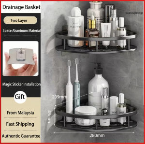 UTHIN Aluminium Waterproof Triangle Bathroom Shelf with Adjustable Support - Wall-Mounted Corner Storage Rack for Toiletries