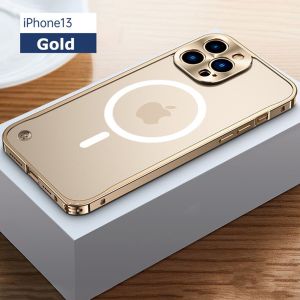 Metal Phone Case For iPhone 16 15 14 13 12 11 Pro Max Magsafe For Iphone 12 Promax 13 Mini Aluminium Covers Casing Wireless Charging