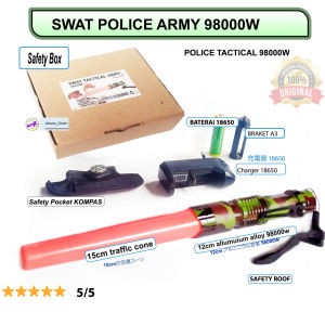 Senter swat ARMY TACTICAL 98000W led lalu lintas senter parkir  serbaguna Recharger DISKON