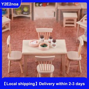 【Local shipping】 1 12 Miniature Dollhouse Furniture Wooden Dining Table Chair Simulation Toy