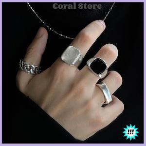 【Coral】💖【HOT SALE】🎈🎈 Mens Vintage Metal Finger Ring Set Of 4 Pieces Punk Style Hip Hop Trend Ring Set