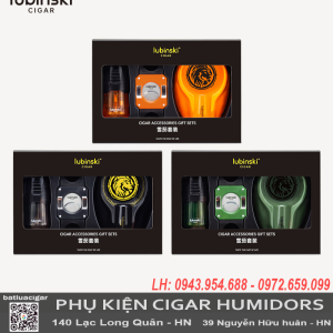 Bộ Quà Tặng Cigar Lubinski YJA-80028 – Set 3 Món Cao Cấp Gồm Bật Lửa Kéo Cắt & Gạt Tàn