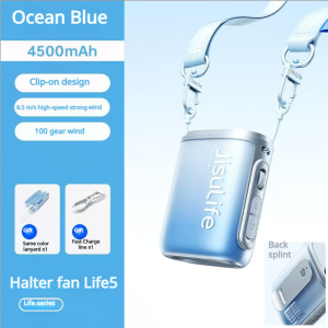 JisuLife Life5พัดลมคล้องคอแบบพกติดตัวแบบ Dual-Purpose คลิปแบบแขวน100ระดับการระบายความร้อนไหลด้วยแบตเตอรี่4500MAh เหมาะสำหรับสำนักงานกลางแจ้ง
