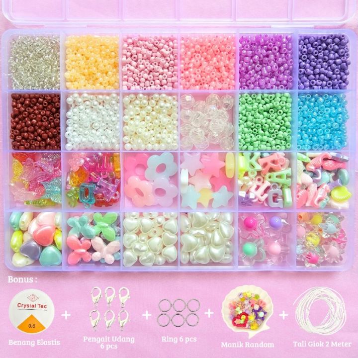 Manik Manik Gelang 1 Box Murah DIY Beads - Bahan Premium Variasi