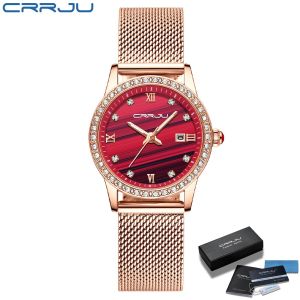 CRRJU Women Watch Stainless Steel Quartz Watches Lady Top Brand Luxury Fashion Clock Simple Wrist Watch (2186)