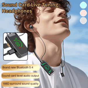 Wireless Sound Card Live Broadcasting Audio Editing Earphones Bluetooth Neckband Headphones Waterproof Sport Noise-Cancelling Headset 无线声卡直播修音耳机