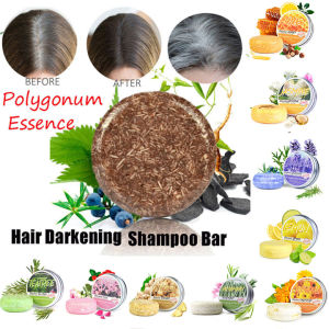 New 16 flavors Polygonum Essence Hair Darkening Shampoo Bar Soap Natural Mild Formula Hair Shampoo Gray Hair Reverse Hair Cleansing
