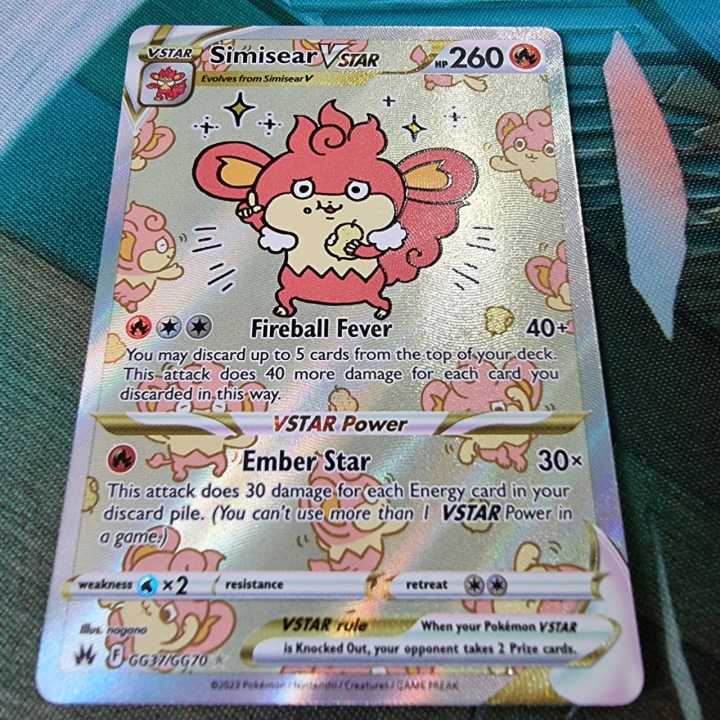 Pokemon TCG Singles (Original PTCG): SIMISEAR VSTAR Full Art Etched  (Textured) Holofoil Crown Zenith Galarian Gallery (GG37/GG70) c/w Ultra Pro  acid free sleeves & BCW toploader | Lazada