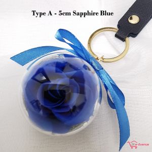 Preserved Flower Rose Keychain Handbag Charm Accessories PU Leather Korea Style - Mothers Day Birthday BFF Bridesmaid Gift - 4cm and 5cm Ball Size