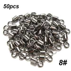 GONGL 50pcs Stainless Steel Barrel Accessories Rolling Connector Ball Bearing Fishing Tool Swivel Solid Ring