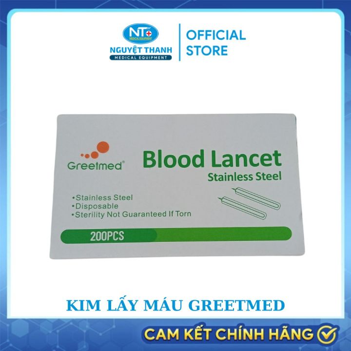 Kim lấy máu Blood Lancet Greetmed Tiện Lợi, An Toàn. Hộp 200 Cây