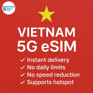 Vietnam eSIM | 5G High Speed Data | Supports Hotspot | 3GB/5GB/10GB/20GB/30GB | Email Delivery
