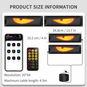1/2 PCS LED Matrix LED PanelDevil Eyes Light For CarUderglow For CarRemote/App ControlProgrammable Led Eyes for Car Windshield - USB-Powered LED Matrix Panel for Business Car Truck Shop Bar Concert