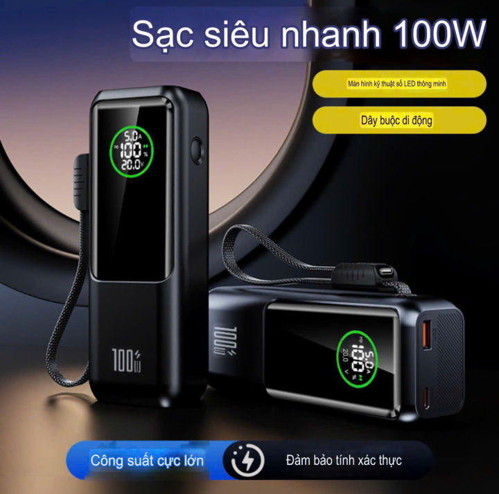 [45] Box sạc dự phòng PD 100w 4 cell 21700 có dây TypeC 65W màn hình ...