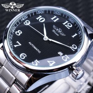 Original WINNER Relogio Masculino watch fashion gold new mens automatic hollow transparent mechanical mens steel band watch casual clock. Mens gifts