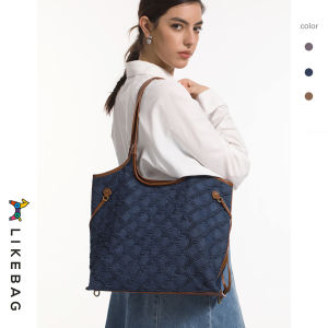 LIKEBAG new 2024 fashion personality color cowboy bag mommy bag large capacity shoulder tote bag commute female bag