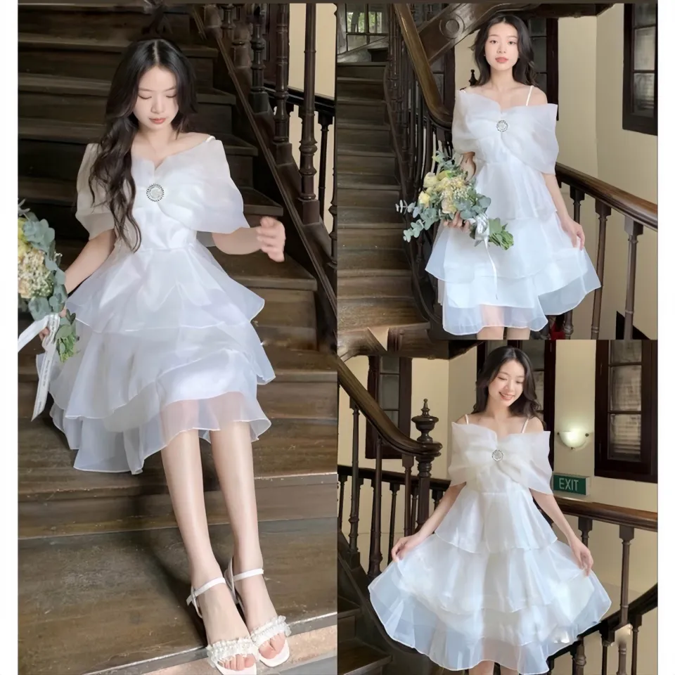 Chân váy nhiều tầng màu trắng | Shopee Việt Nam