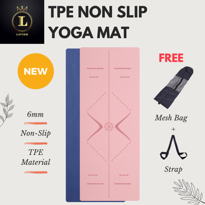 Non-slip Double Layer Pink Yoga Mat 183x61x0.6 cm