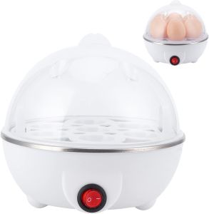 Electric Egg Boiler MultifunctionalEggs Cooker Steamer Poacher for Kitchen Use White PP Stainless Steel 350W
