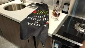 Funny Kitchen Apron for Women Cute with Pockets - Kiss The Cook And Bring Her A Wine