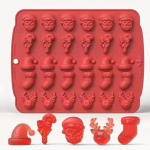 HOTOTO Non-Stick Surface Silicone Chocolate Mold High Temperature Resistant Christmas Pattern 3D Chocolate Mold Reusable DIY Cake Decorating Mold For Christmas Party