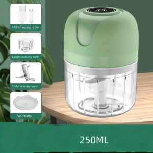 250ML Wireless Electric Garlic Onion Chilli Chopper Mini Food Processor Ginger Blender Garlic VegetableGrinder Chopper Mincer USB One Touch 电动蒜泥器