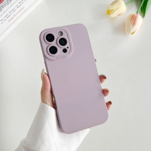 CrashStar Solid Color Soft Silicone Shockproof Phone Case For iPhone 16 15 14 Pro Max Plus 13 12 11 Pro Max X XR XS Max Simple Phone Casing Anti-fall Cover Shell With Full Cover Lens Camera Protection Hot Sale