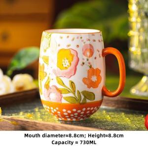 OMK American style Hand Painted Ceramic Large Capacity Mug 730ML Coffee Cup