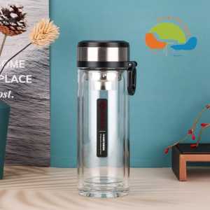 Double Layer Glass Filter Tea Cup/ Transparent Water Cup/ 450ML Double-Layer Heat-Resistant Glass Cup