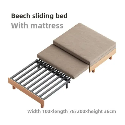 [CozyNest ]Solid Wood Pull-Out Sofa Bed Multifunctional Dual-Use Sofa Bed Tatami Folding Retractable Bed