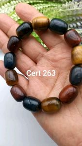 天然高级彩虎眼石桶珠款手串 12mm (附证书/With Cert) Natural High Grade Colourful Tigerite Tongzhu Design Bracelet