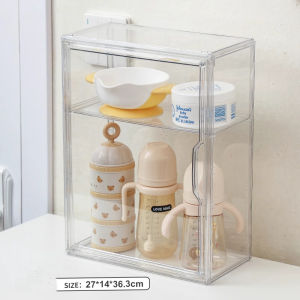 กล่องเก็บขวดนม ที่เก็บผลิตภัณฑ์สำหรับเด็ก ชั้นวางขวด ที่วางแก้วน้ำกันฝุ่น กล่องแขวนผนัง สามารถแขวนผนังได้