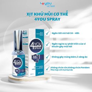 Xịt Khử Mùi Toàn Thân Lăn Khử Mùi 4YOU SPRAY Ngăn Tiết Mồ Hôi Hạn Chế Mùi Cơ Thể Hiệu Quả 48H Không Ố Vàng Aó 30ml