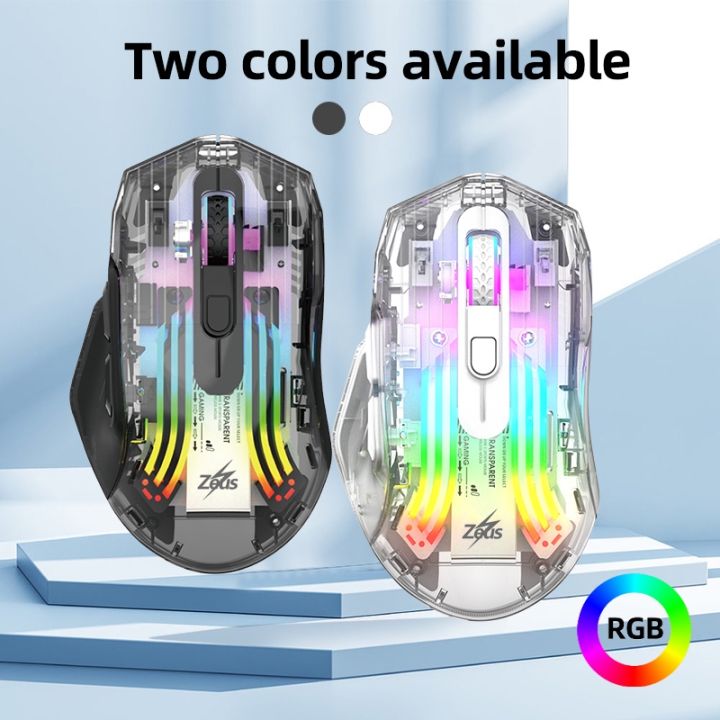 Zeus GD-008 Transparent RGB Mechanical Three Modes Gaming Mouse ...