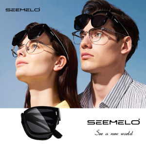 SEEMELO Sunglasses Foldable Myopia Glasses Cover TAC Polarized Sunglasses Folding Fit Over Glasses Men Women UV400 Wear Over Glasses Anti-Glare Cover Over Sun Glasses for Outdoor Travel Driving