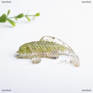 [COD] kunzhan Stone Gravel Lucky Koi Fish Figurine Resin Mini Quartz Fancy Carp Statue Home Decor Desk Ornament Gift