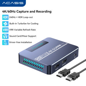 Acasis 4K60hz HDR10 Capture Card | Zero-Lag Loop-Out & 96Hr Cooling | HDR10/VRR + 3.5mm Chat Mix for PS5/Xbox/PC Streamers