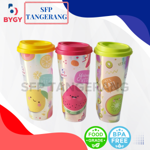 BYGY Biggy Tumbler Fruitamin 450ml Tutup Motif Buah Botol Minum Souvenir Ulang Tahun BPA FREE
