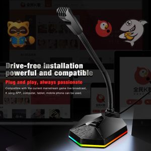 Microphone TSP201 LED RGB jack USB giảm ồn thu âm 360° cắm là chạy cho máy tính laptop
