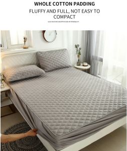 Waterproof Cotton Washable Bed Cover Breathable Mattress Embossed Quilted Protector Anti-mite Fitted Sheet