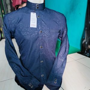 Baju Kemeja Koko Sultan Embos Premium Lengan Panjang Manset Kemeja Kasual Mandarin Bahan Embos