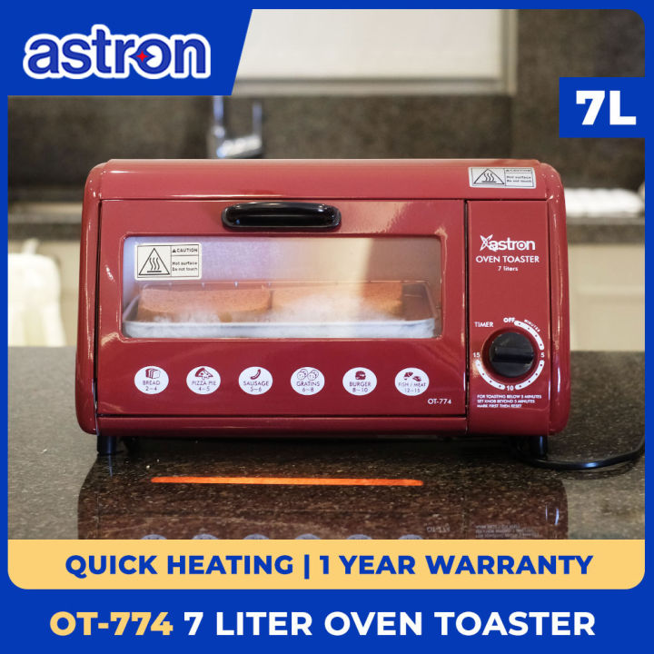 Astron OT 774 Electric Oven Toaster Liter Capacity Built-in Crumb  Tray Easy to Clean Maroon/Black Lazada PH