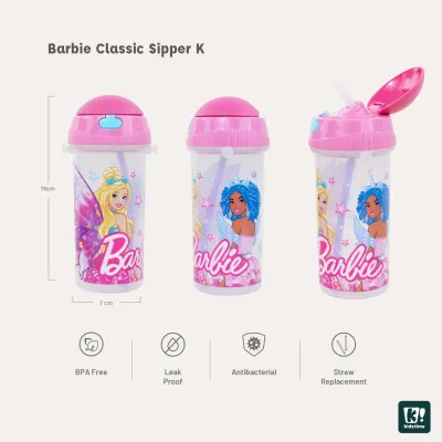 Kidztime Antibacterial Classic Sipper Kids Straw Water Bottle 550ml/18.6oz BPA-Free & FDA Approved Free Straw Replacement