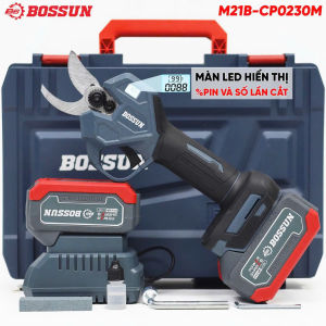 Kéo Cắt Cành Pin BOSSUN M21B-CP0230M Lưỡi Thép Cacbon Không Rỉ 2 Chế Độ Mở Lưỡi Màn Led Hiển Thị