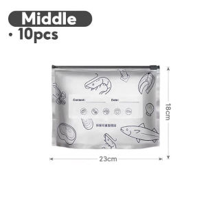 10Pcs Zipper Bag For Food Storage Bag Aluminum Foil Fresh Keeping Bag Home Reusable Food Zip Lock With Write On Labels