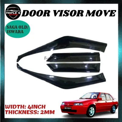 Proton SagaOld/Saga Iswara/Saga LMST Door Visor Big Move 4 Inch Air Press Sun Visor Protection 4 Pintu (4Pcs/Set)